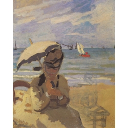 Camille Monet on the Beach at Trouville