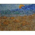 Landscape with Wheat Sheaves and Rising Moon