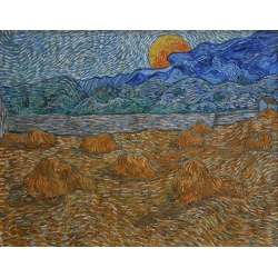 Landscape with Wheat Sheaves and Rising Moon